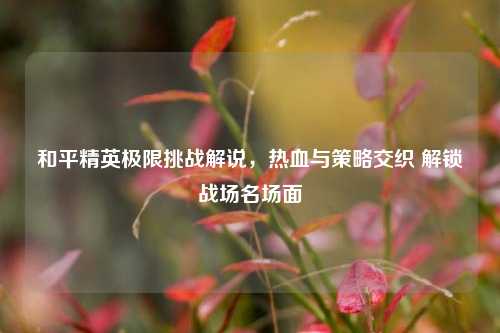 和平精英极限挑战解说,热血与策略交织 解锁战场名场面