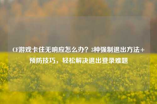 CF游戏卡住无响应怎么办？3种强制退出 *** +预防技巧，轻松解决退出登录难题
