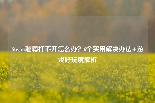 Steam耻辱打不开怎么办？6个实用解决办法+游戏好玩度解析