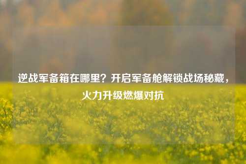 逆战军备箱在哪里？开启军备舱解锁战场秘藏，火力升级燃爆对抗