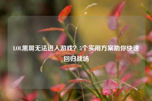 LOL黑屏无法进入游戏？5个实用方案助你快速回归战场