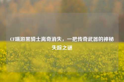 CF端游黑骑士离奇消失，一把传奇武器的神秘失踪之谜