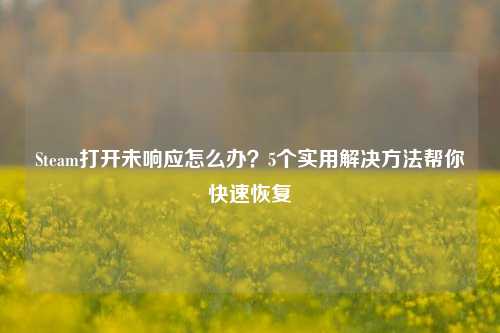 Steam打开未响应怎么办？5个实用解决 *** 帮你快速恢复