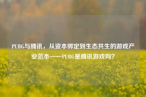 PUBG与腾讯，从资本绑定到生态共生的游戏产业范本——PUBG是腾讯游戏吗？