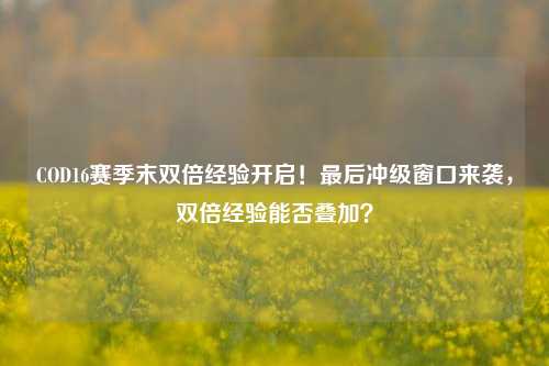 COD16赛季末双倍经验开启！最后冲级窗口来袭，双倍经验能否叠加？