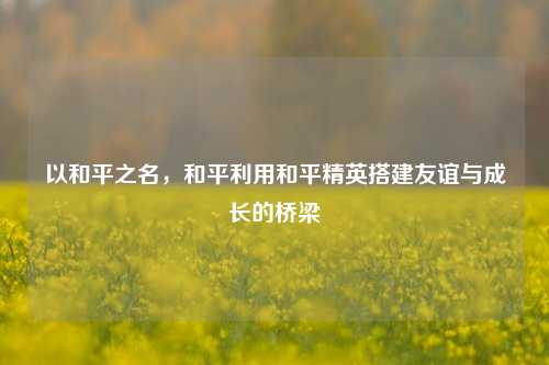 以和平之名，和平利用和平精英搭建友谊与成长的桥梁