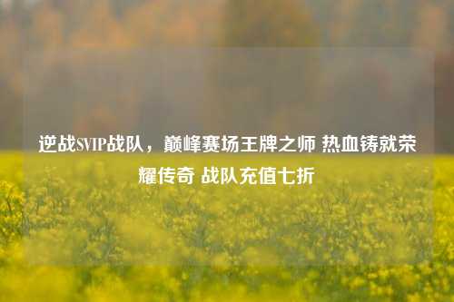 逆战SVIP战队,巅峰赛场王牌之师 热血铸就荣耀传奇 战队充值七折