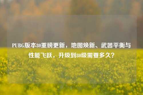 PUBG版本80重磅更新,地图焕新、武器平衡与性能飞跃,升级到80级需要多久?