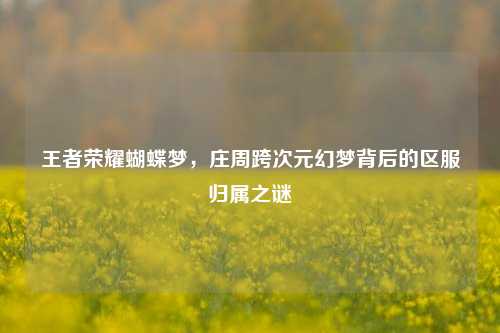 王者荣耀蝴蝶梦，庄周跨次元幻梦背后的区服归属之谜