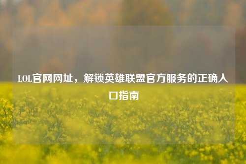 LOL官网网址,解锁英雄联盟官方服务的正确入口指南