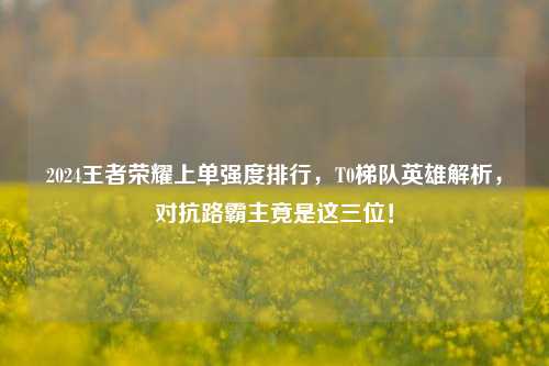2024王者荣耀上单强度排行，T0梯队英雄解析，对抗路霸主竟是这三位！