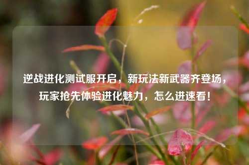 逆战进化测试服开启，新玩法新武器齐登场，玩家抢先体验进化魅力，怎么进速看！