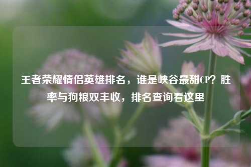 王者荣耀情侣英雄排名，谁是峡谷最甜CP？胜率与狗粮双丰收，排名查询看这里