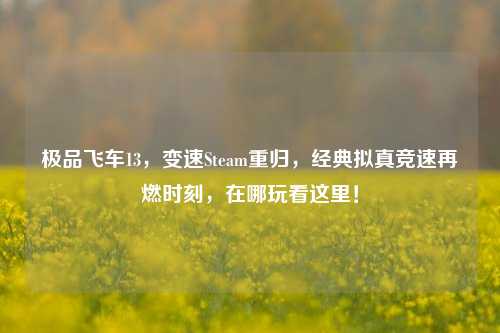 极品飞车13，变速Steam重归，经典拟真竞速再燃时刻，在哪玩看这里！