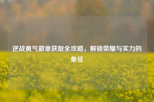 逆战勇气徽章获取全攻略,解锁荣耀与实力的象征